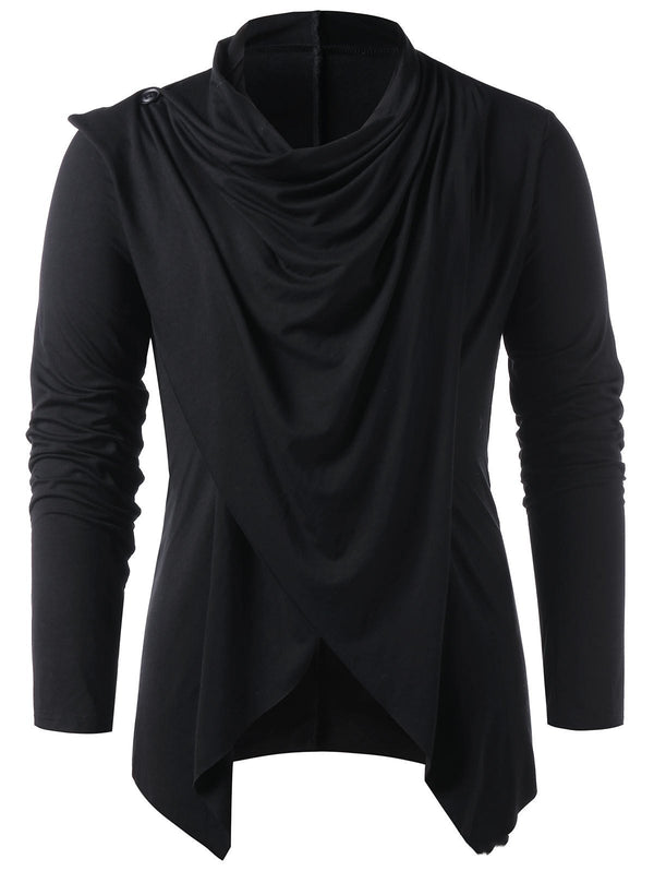 Cardigan Tipo Camiseta Manga Larga para Hombre - Diseño Clásico de Color Sólido