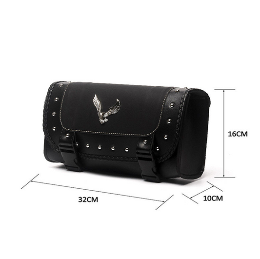 Bolsa Lateral de Cuero PU para Motocicleta con Emblema Águila - Almacenamiento Sissy Bar - Image 2