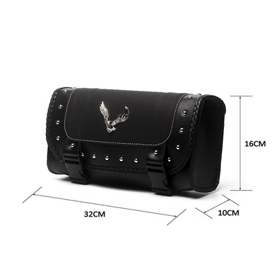 Bolsa Lateral de Cuero PU para Motocicleta con Emblema Águila - Almacenamiento Sissy Bar - Image 2