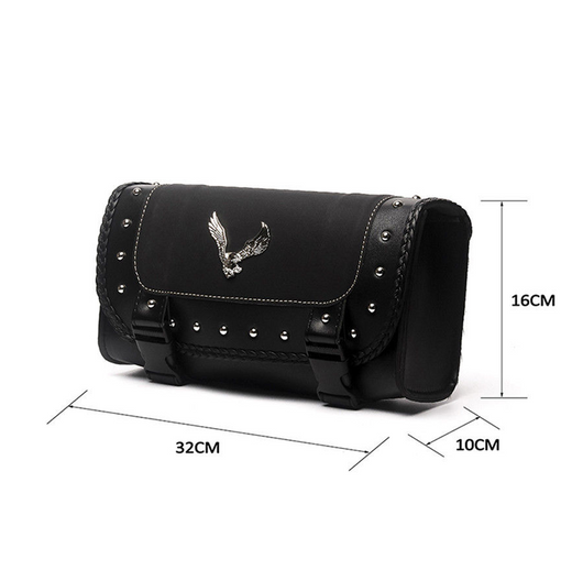 Bolsa Lateral de Cuero PU para Motocicleta con Emblema Águila - Almacenamiento Sissy Bar - Image 2