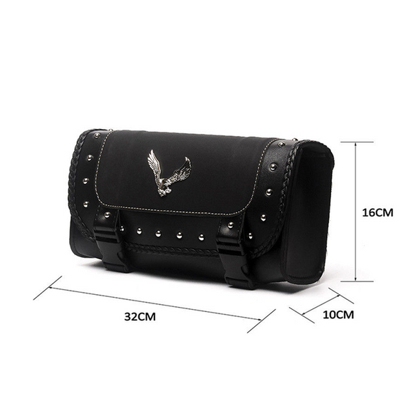 Bolsa Lateral de Cuero PU para Motocicleta con Emblema Águila - Almacenamiento Sissy Bar