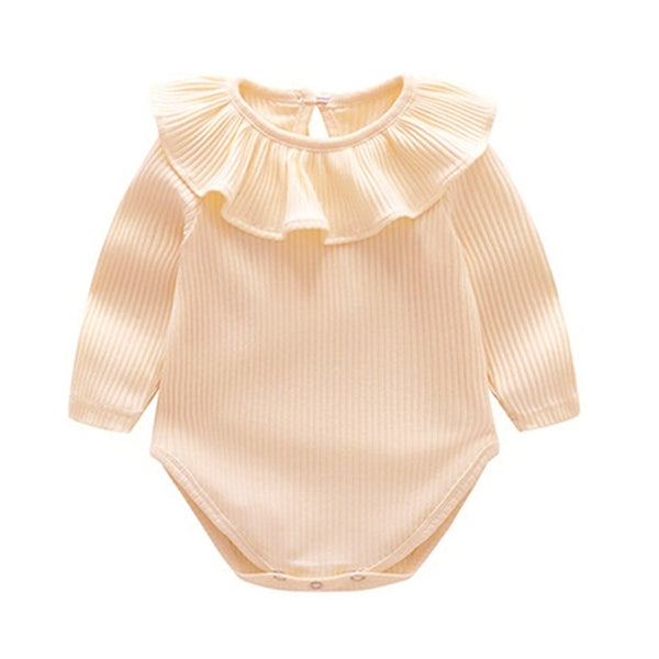 Pelele Tejido para Bebé Niña Manga Larga con Cuello Volante Loto - 5 Colores
