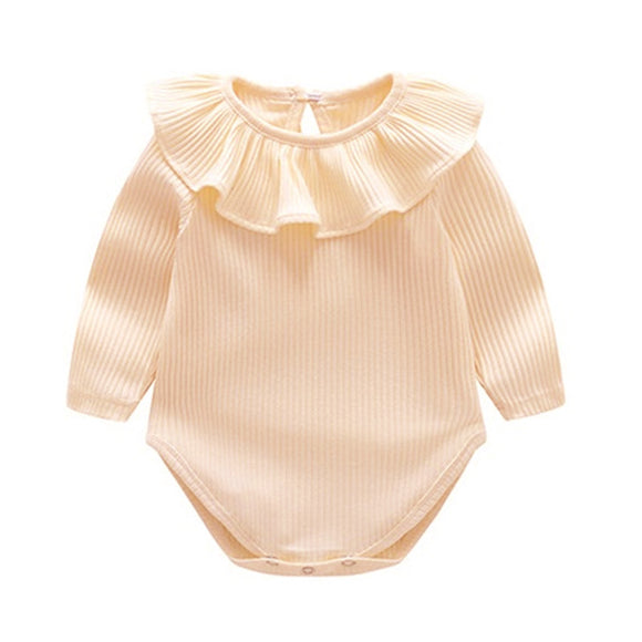 Pelele Tejido para Bebé Niña Manga Larga con Cuello Volante Loto - 5 Colores