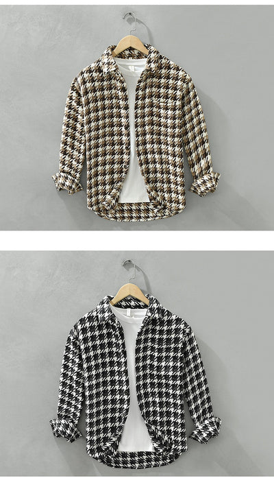Camisa Cuadros Suelta Japonesa de Manga Larga para Hombre - Image 9
