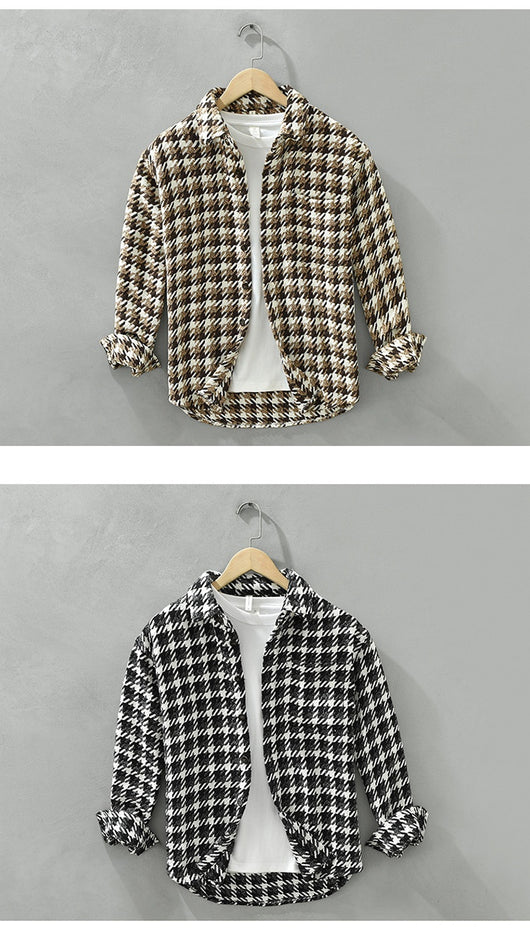 Camisa Cuadros Suelta Japonesa de Manga Larga para Hombre - Image 9