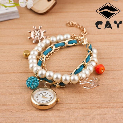 Reloj Pulsera Dama Perla y Ancla - Diseño Circular Elegante - Image 5