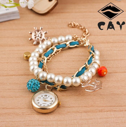 Reloj Pulsera Dama Perla y Ancla - Diseño Circular Elegante - Image 5