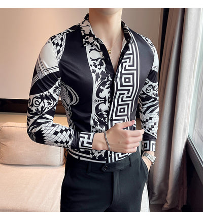 Camisa Manga Larga Estampada Slim Fit para Hombre - Image 32