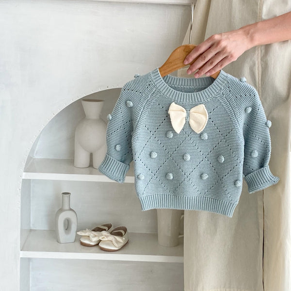 Blusa Infantil de Algodón con Moño y Mangas Largas