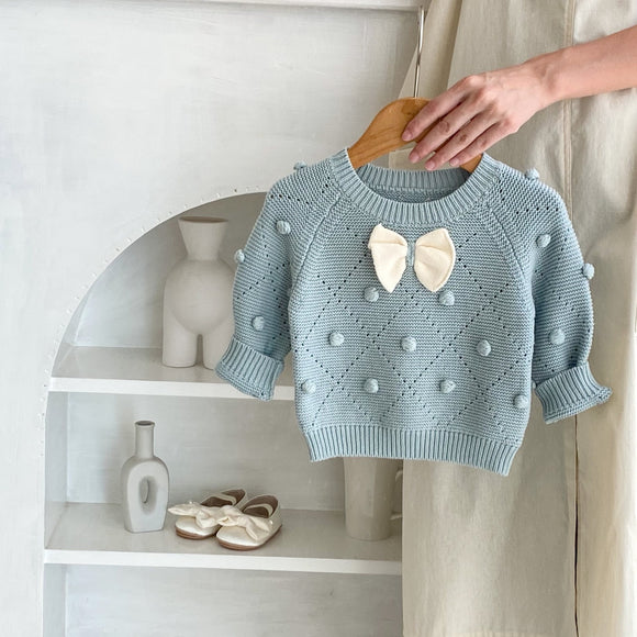 Blusa Infantil de Algodón con Moño y Mangas Largas