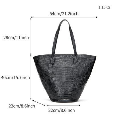 Bolsa Tote Estampado Cocodrilo Gran Capacidad Cilíndrica Diseño Premium - Image 5