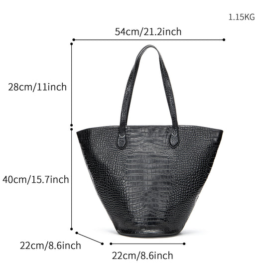 Bolsa Tote Estampado Cocodrilo Gran Capacidad Cilíndrica Diseño Premium - Image 5