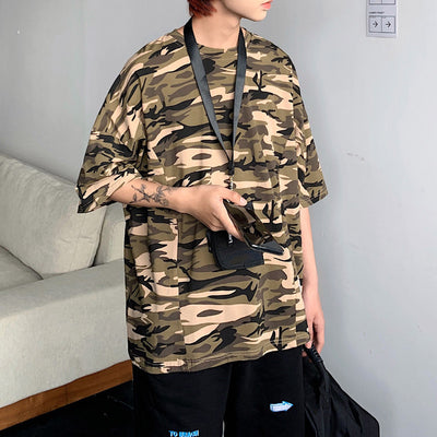 Playera Camuflaje de Manga Corta para Hombre - Estilo Verano