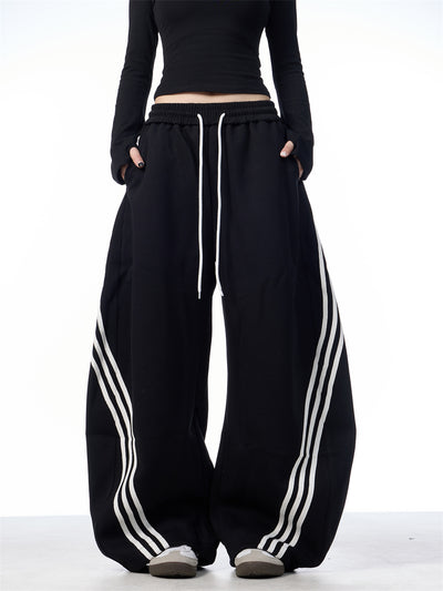 Pantalones Casuales Anchos a Rayas con Cordones - Image 24