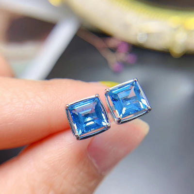 Aretes de Topacio Azul Natural con Plata 925 - Diseño Minimalista Asche - Image 6