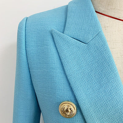 Traje de lino doble botonadura con botones de león metálico - Image 15