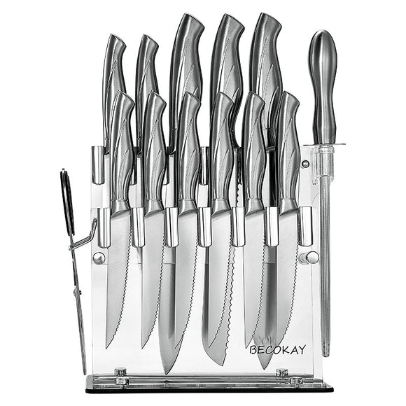 Juego de 13 Cuchillos de Acero Inoxidable con Mango Hueco