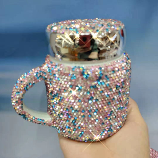 Taza de Oficina con Tapa y Cuchara Cerámica Diamante - Image 18