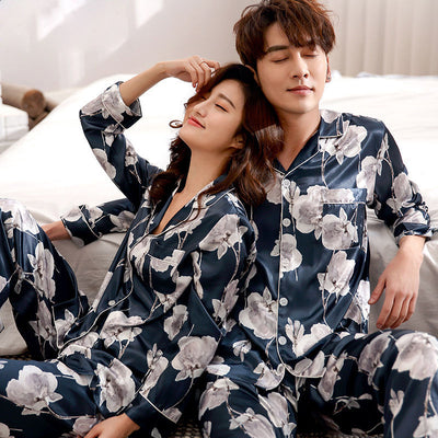 Pijamas de Seda para Parejas - Manga Larga Fresca y Cómoda - Image 68
