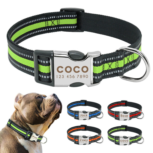 Collar Reflectante Personalizado para Perro con Nombre Grabado