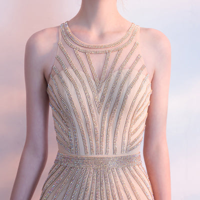 Vestido de Noche Dorado con Cola de Pez Champagne - Image 4