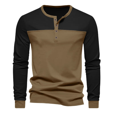Camiseta Base Retro de Bloques de Color Manga Larga para Hombre - Image 22