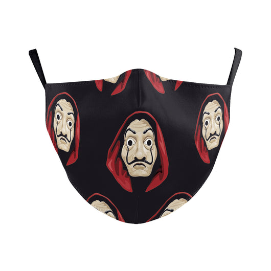 Beige Halloween face mask with a wide-open mouth print featuring red lips, white teeth, and a pink tongue. - Image 15