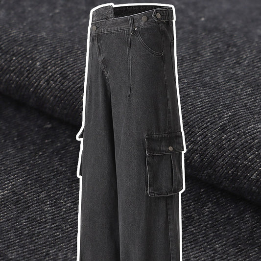 Jeans de Trabajo Oversize con Abertura Oblicua Retro Deconstruido