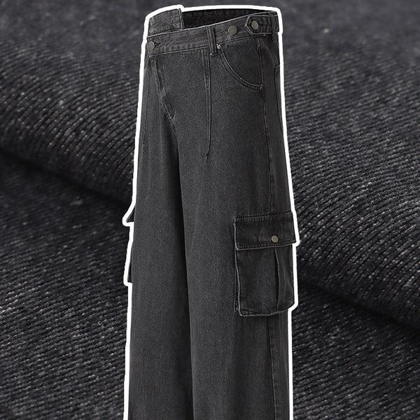 Jeans de Trabajo Oversize con Abertura Oblicua Retro Deconstruido