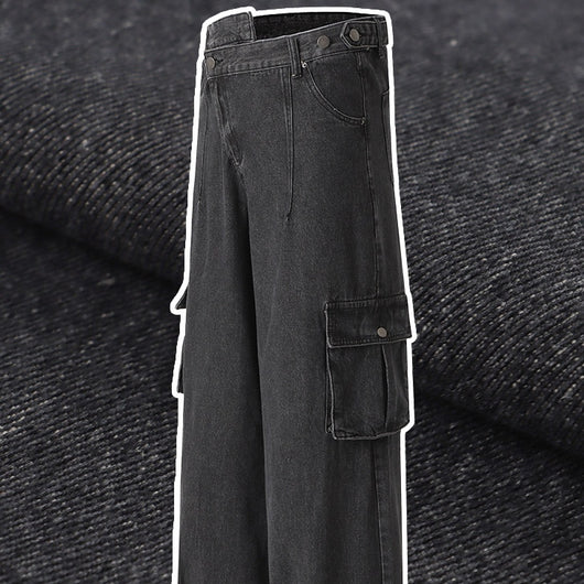 Jeans de Trabajo Oversize con Abertura Oblicua Retro Deconstruido
