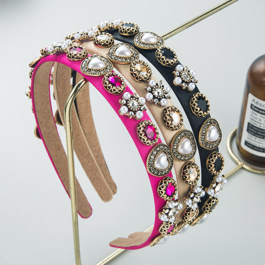 Diadema de Cristales y Perlas en Aleación para Accesorios de Moda