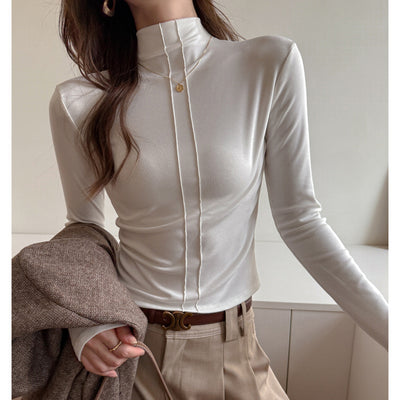 Blusa de Cuello Tortuga Manga Larga Versátil para Mujer - Image 6