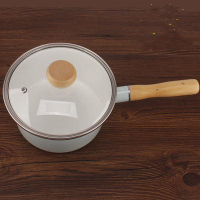 Olla de Sopa con Mango de Madera - Diseño Adorable en Esmalte