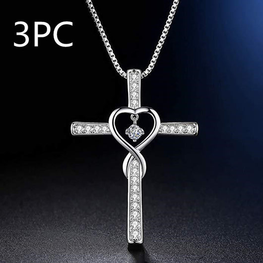 Collar Colgante Cruz Cristiana Fe y Amor Infinito con Piedra de Nacimiento - Image 3