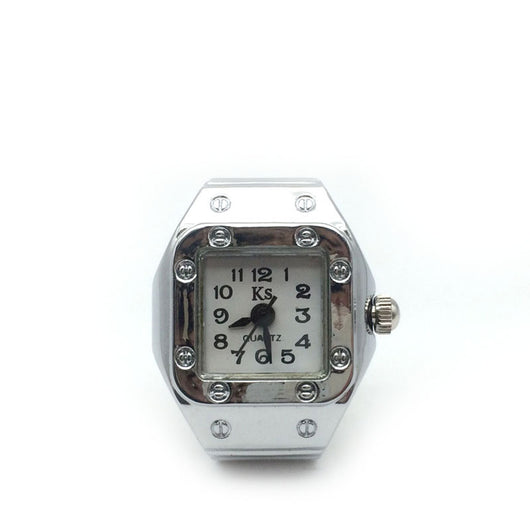 Reloj de Dedo en Anillo de Aleación Plateada - Pareja de Moda - Image 5