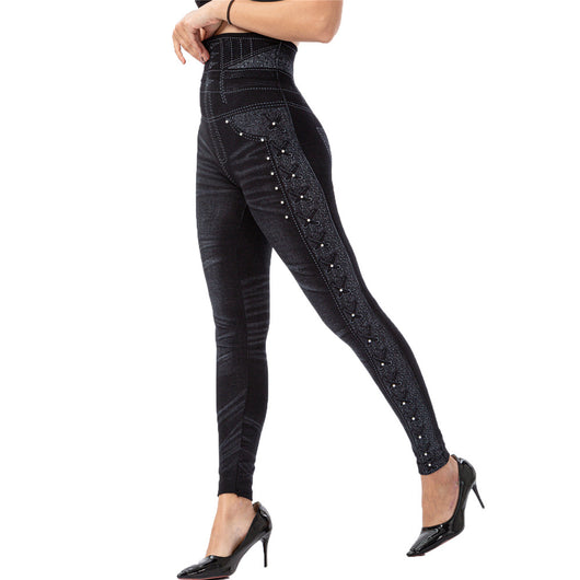 Pantalones Capri Ajustados de Cintura Alta con Detalles Brillantes - Image 6