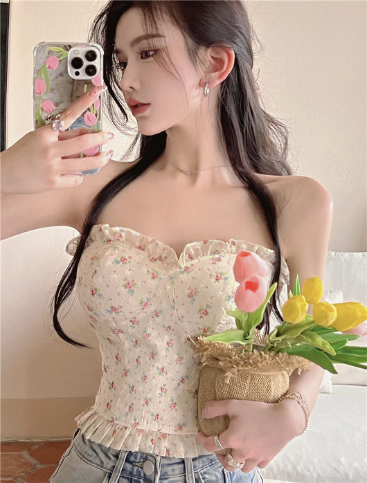 Top Tubo Floral Sensual con Varillas - Diseño Hot Girl