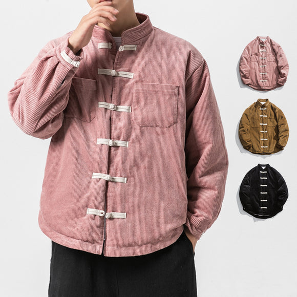 Chaqueta de Algodón Retro Estilo Chino con Cuello Mao para Hombre