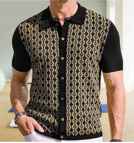 Cardigan Jacquard de Lino Tencel Manga Corta para Hombre - Image 17