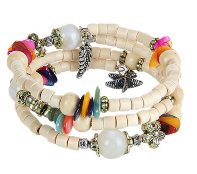 Pulsera de Madera Vintage con Cuentas Budistas y Detalles en Concha - Image 11