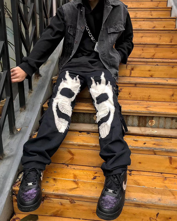 Pantalones Funcionales con Calavera y Múltiples Bolsillos