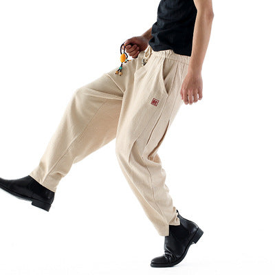 Pantalones harem sueltos de algodón y lino vintage - Image 14