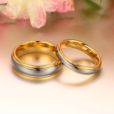 Anillo de Compromiso Acero Tungsteno y Oro - Diseño Europeo Moderno