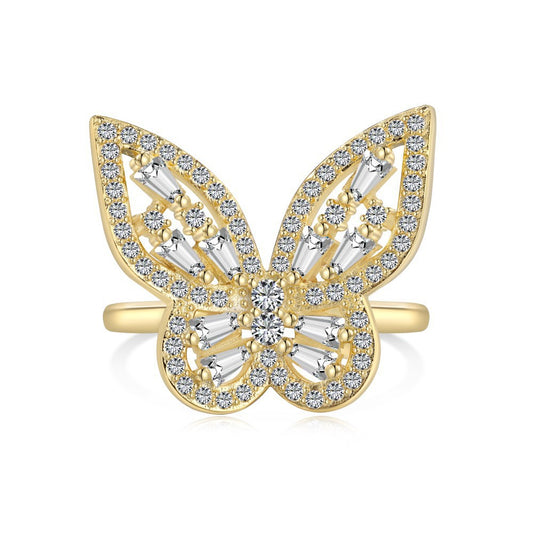 Anillo de Plata 925 con Mariposa de Circonitas y Diamantes Incrustados - Image 2
