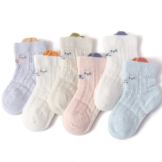 Calcetines Infantiles Ultradelgados de Algodón Puro con Malla Transpirable - Image 11