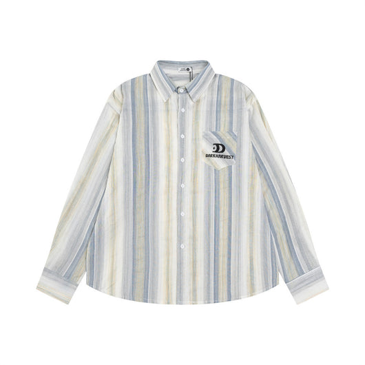 Camisa Holgada a Rayas Contraste para Hombre Otoño - Image 7