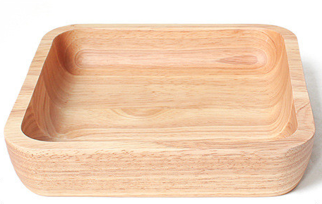 Plato Cuadrado de Madera de Caucho Japonesa
