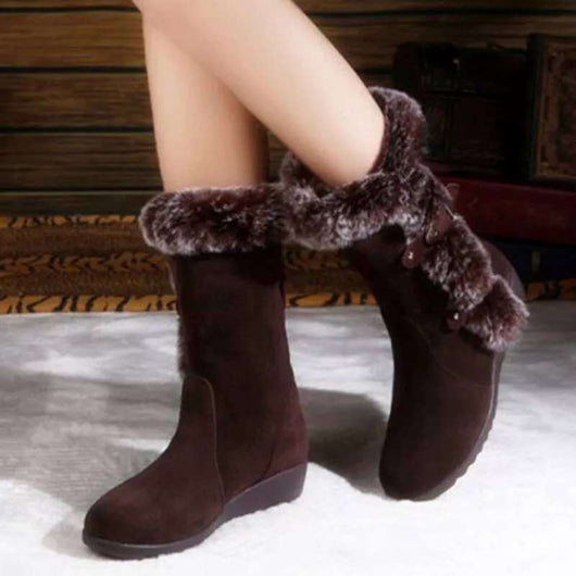 Botas de Nieve para Mujer con Tacón Cuña y Manga de Terciopelo - Image 12