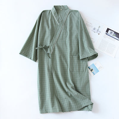 Bata Kimono Japonesa de Algodón Gasa para Hombre - Primavera Verano - Image 28