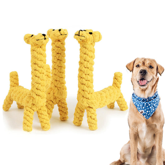 Juguete Mordedor de Jirafa para Perros Pequeños - Pelota de Cuerda con Limpieza Dental